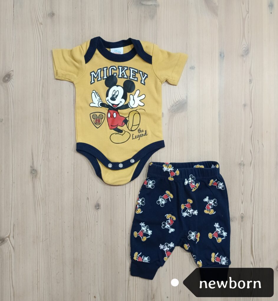 0 Newborn - Navy and yellow mickey mouse pyjama 