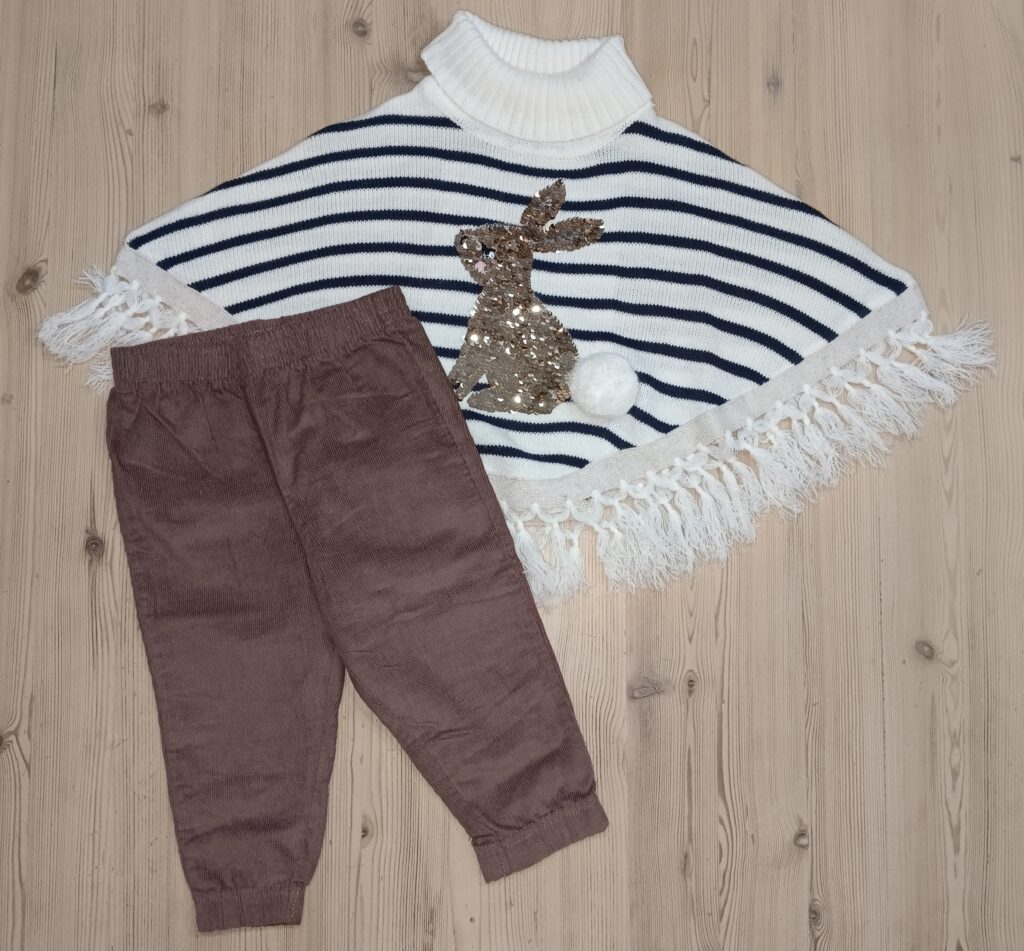18-24 months - Rabbit poncho with brown pants
