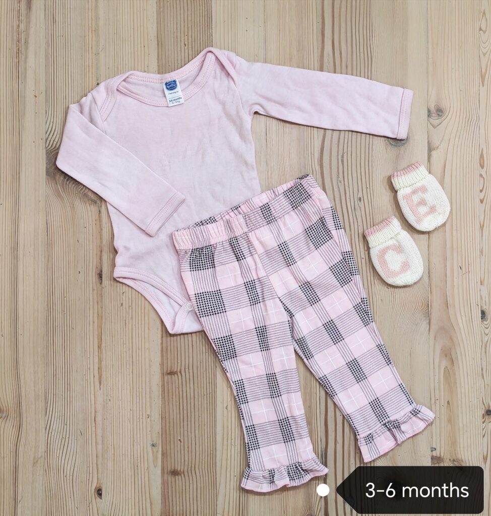 3-6 months - Pink outfit with warmers