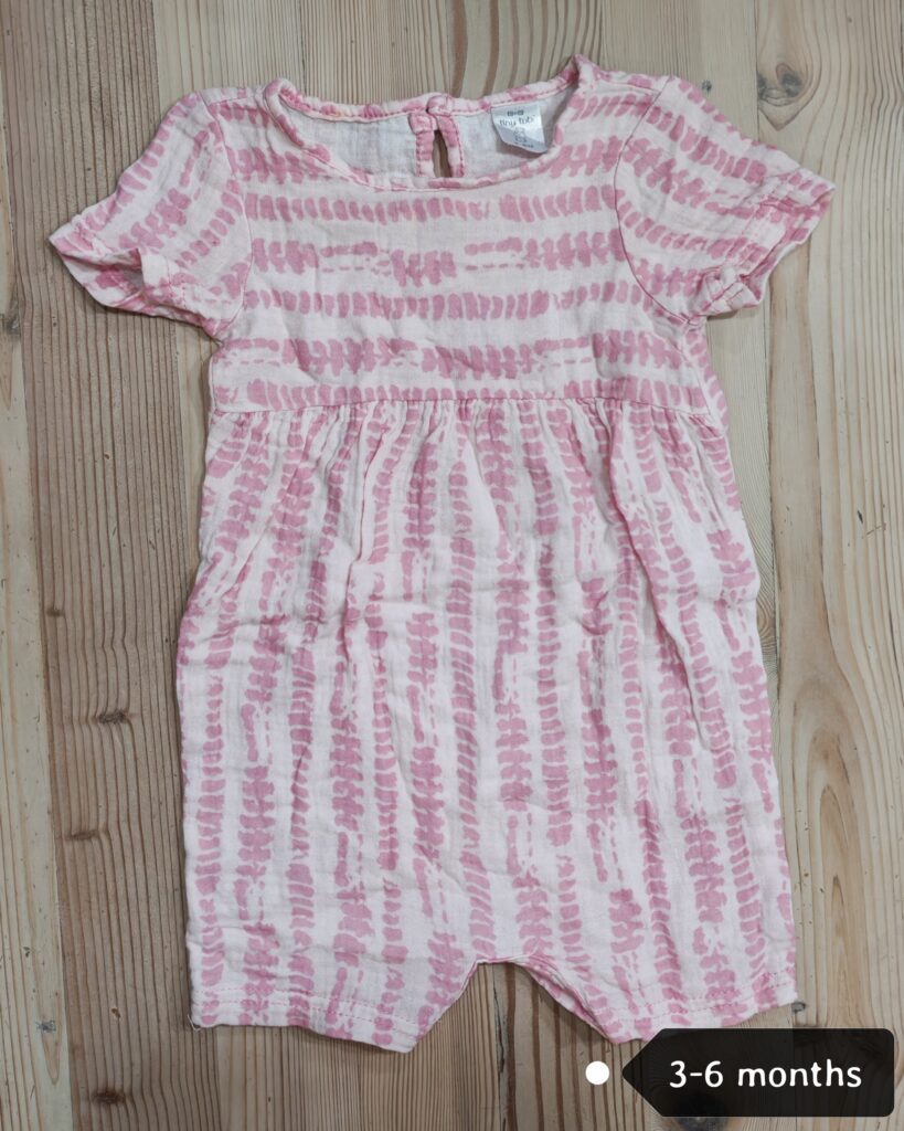 3-6 months - Pink print romper