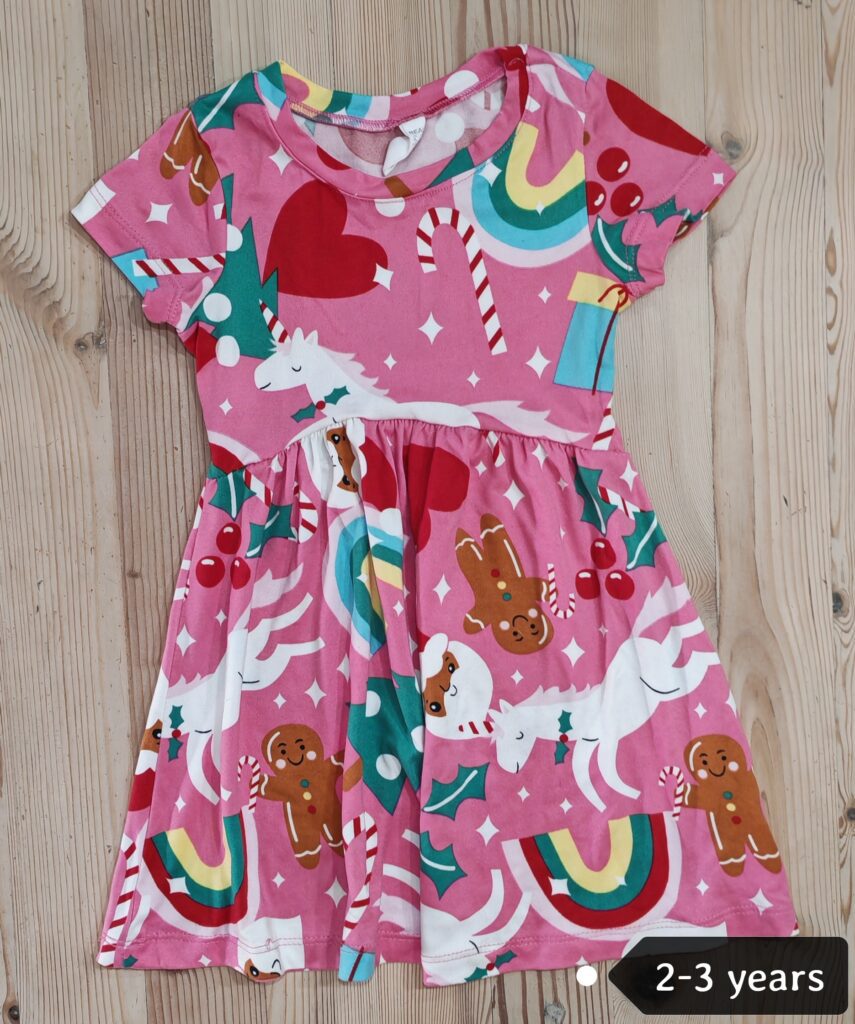2-3 years - Pink Christmas print dress