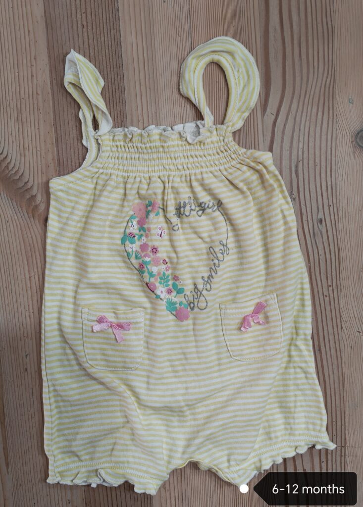 6-12 months - Yellow striped romper