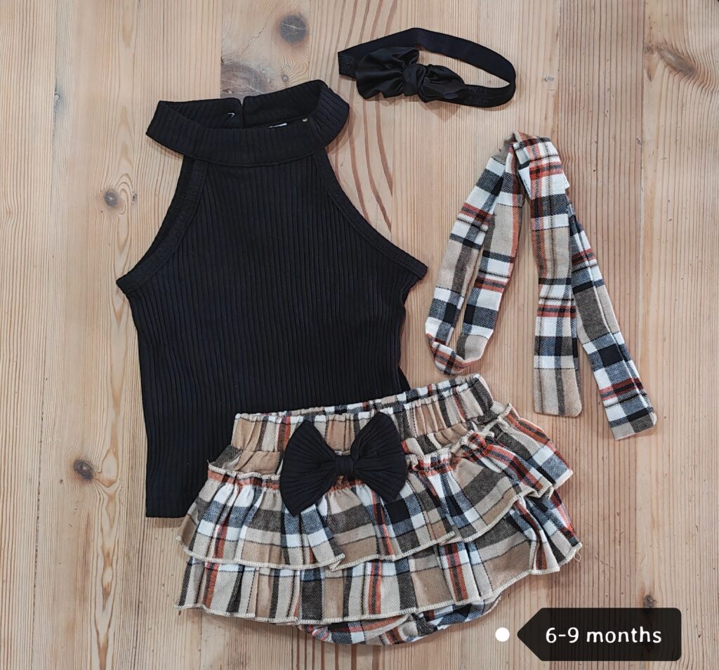 6-9 months - Brand New check skirt outfitÂ