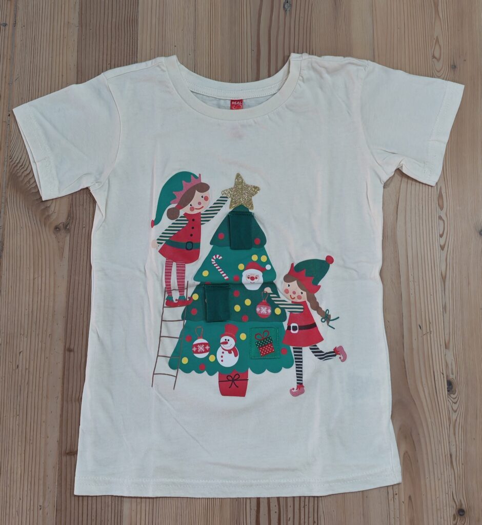 7-8 years - Cream Christmas shirt