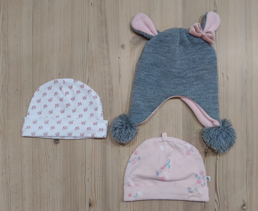 6-12 months - Set of 3 cute pink hats