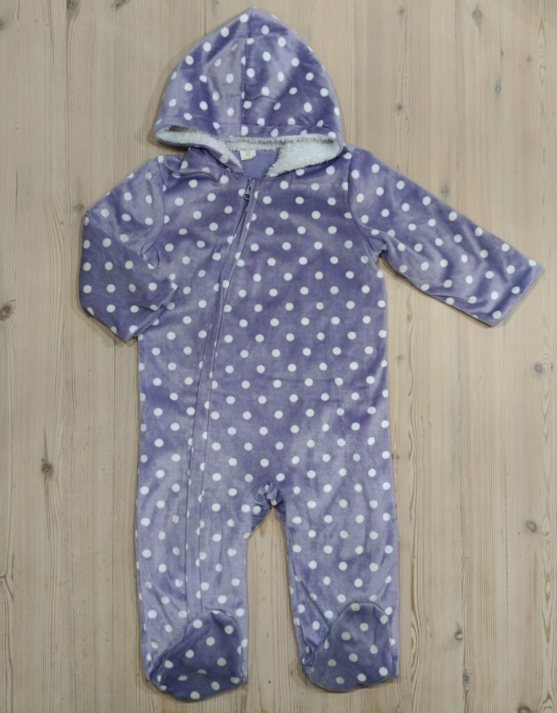 18-24 months - Purple polkadot fleece onesieÂ