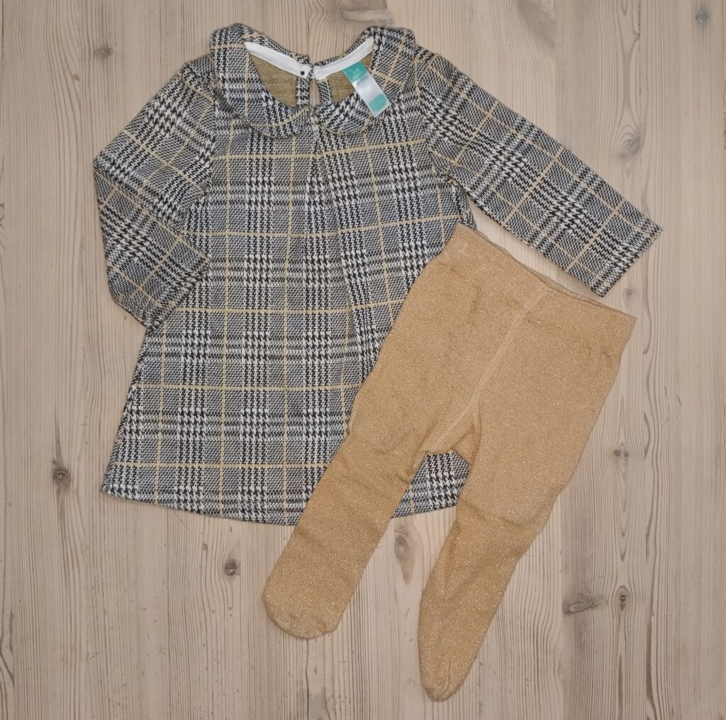 3-6 months - Check dress outfit with tight