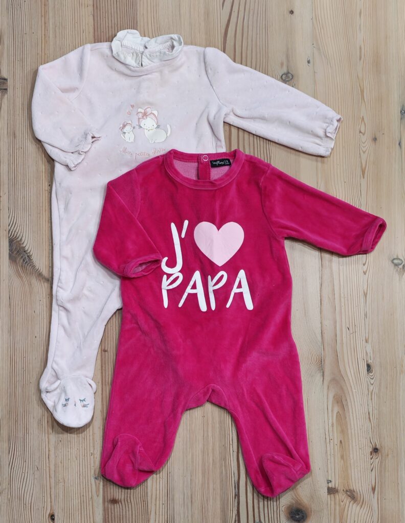 3-6 months - Set of 2 pink velvet onesies