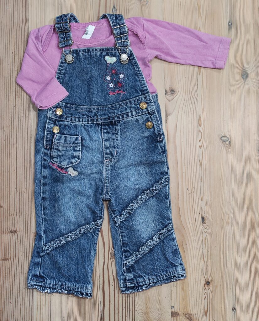 3-6 months - Denim purple dungaree set