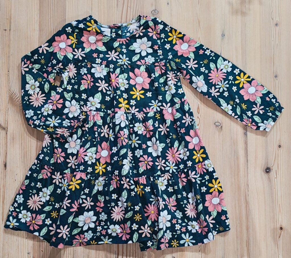 4-5 years - Flower print corduroy dress