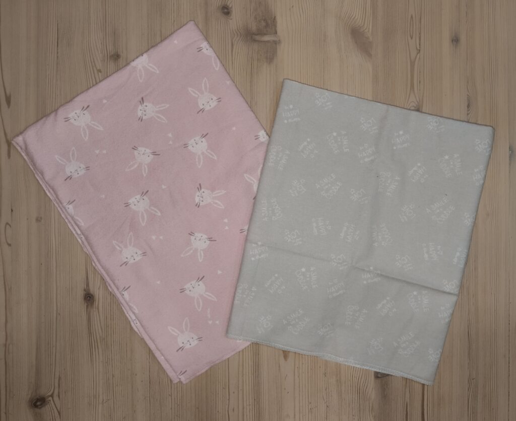 Pink bunny & grey swaddle blankets 