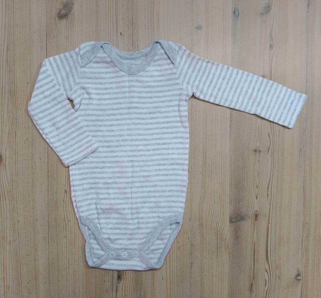 6-12 months - Grey striped Woolworths romper