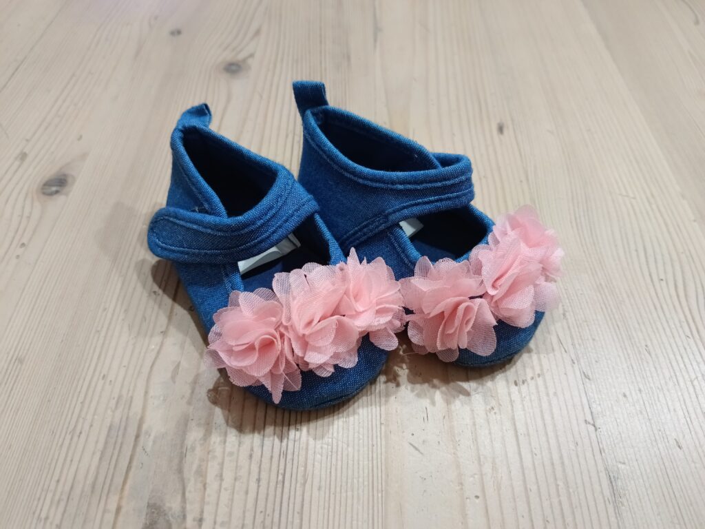 10.5cm - Denim with pink flower pumps