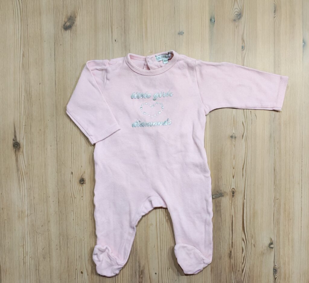3-6 months - Pink little girls diamonds sleepsuitÂ