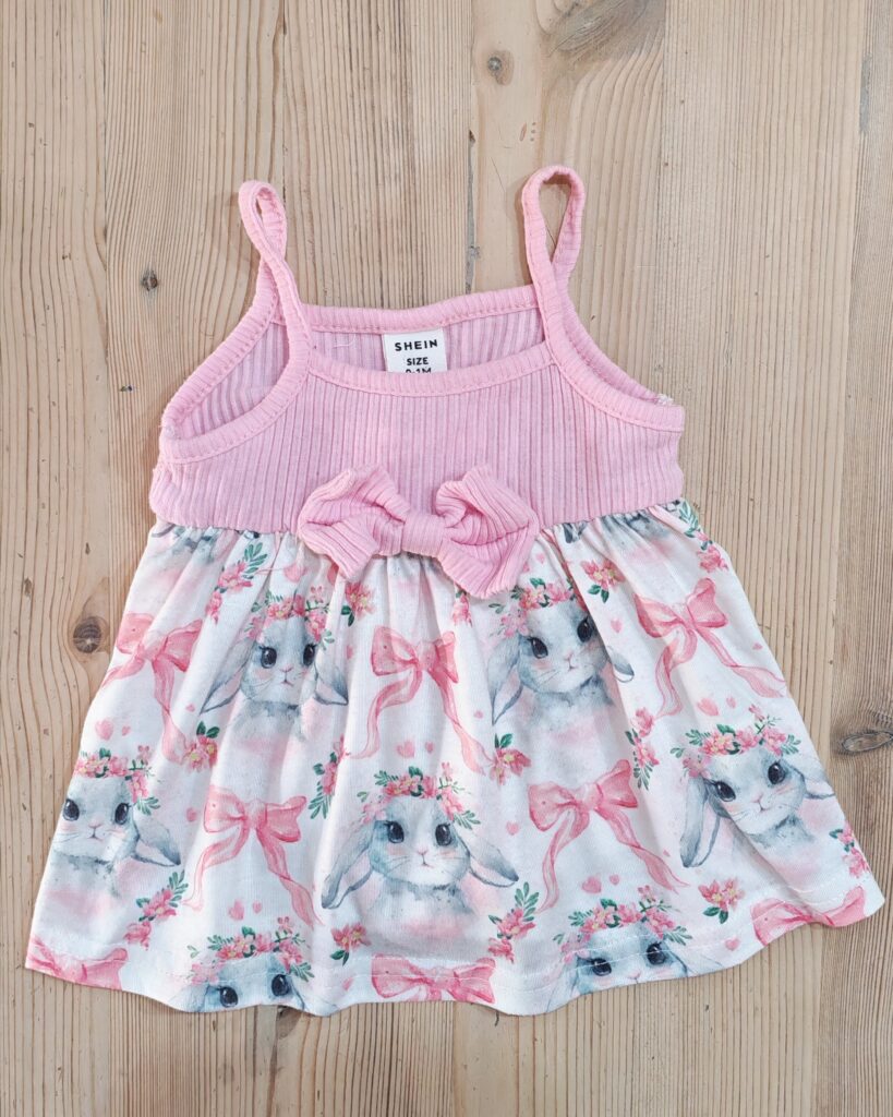 0-1 months - Pink bunny dress