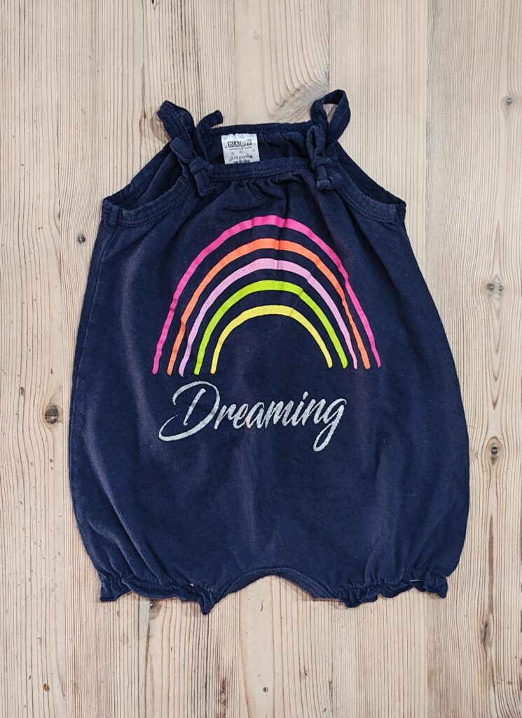 0-3 months - Navy rainbow romperÂ