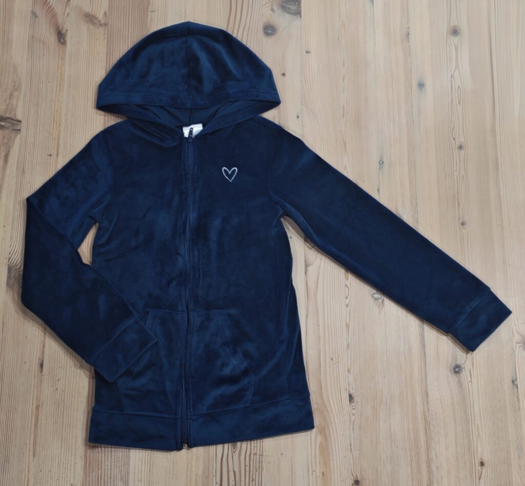 9-10 years - Navy velvet zip through hoodie