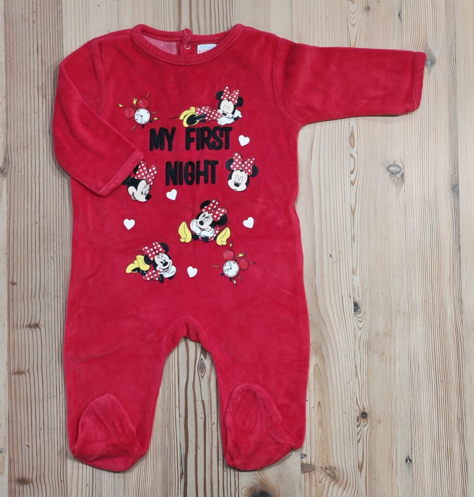 3-6 months - Red Minnie mouse sleepsuit
