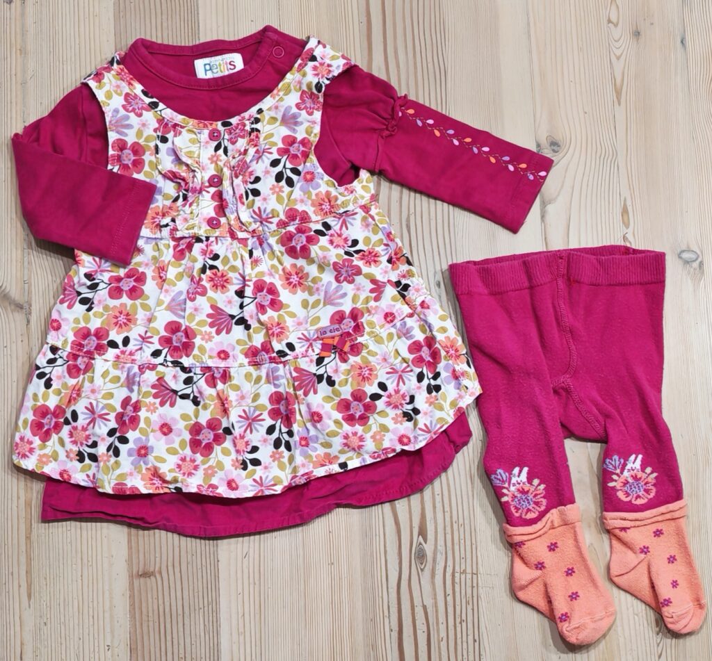 3-6 months - Pink flower dress outfit
