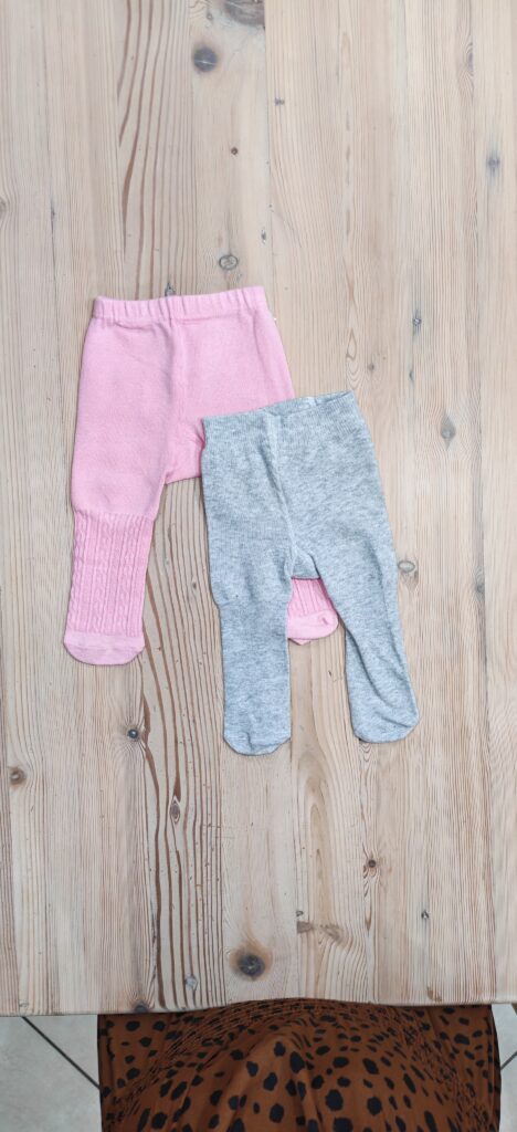 3-6 months - Pink/grey tights