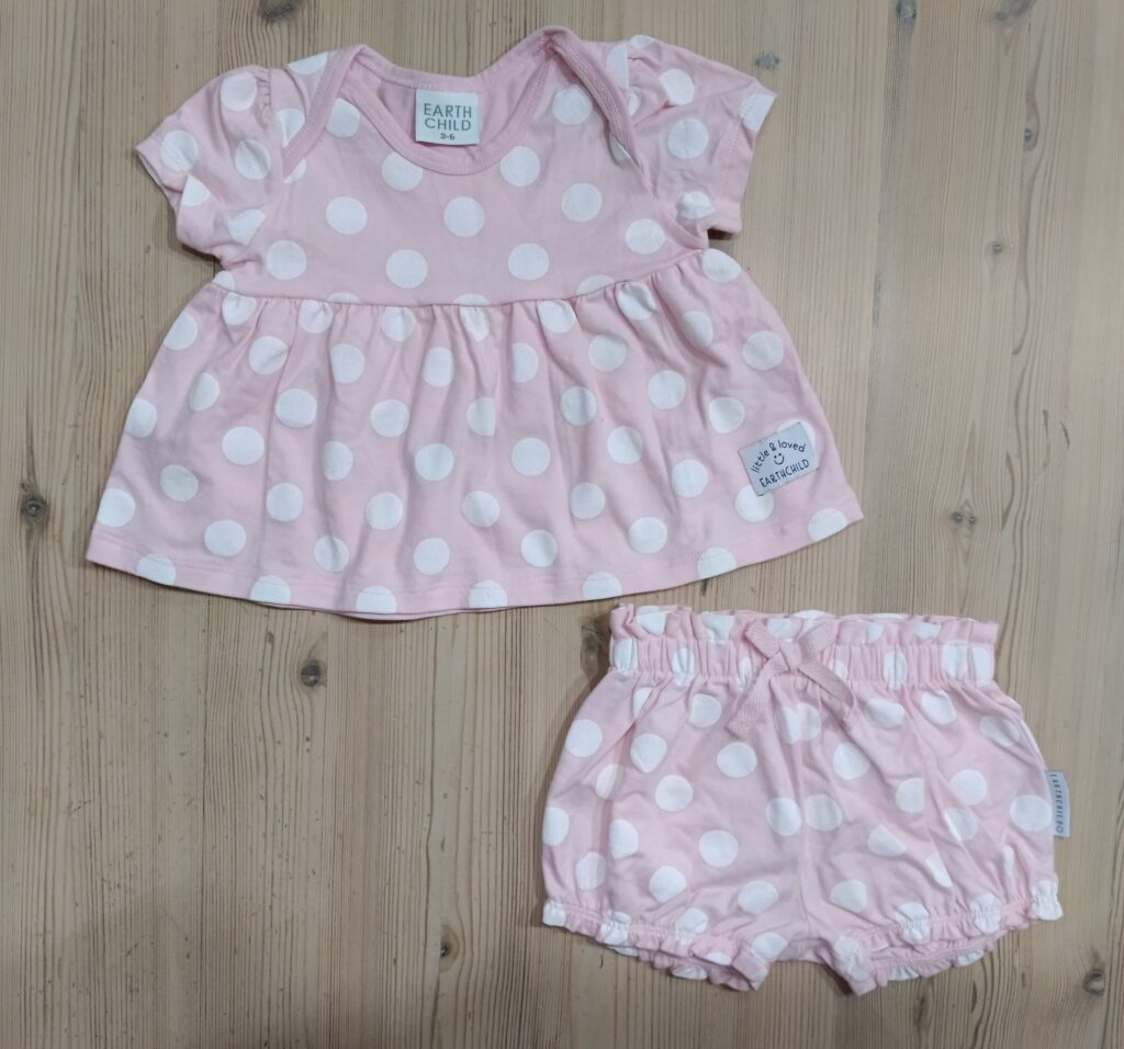 3-6 months - Pink polkadot Earth Child set