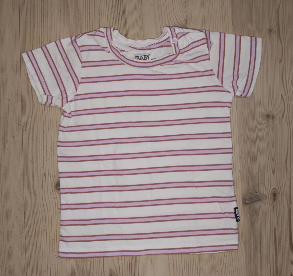 12-18 months - Pink/white striped T shirt